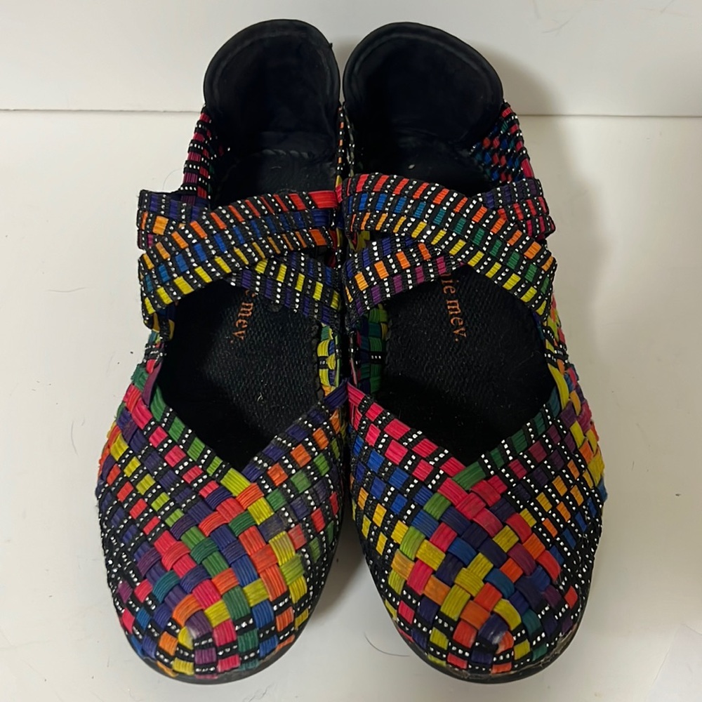 Bernie Mev Woven Cross Strap Slip On Shoe Rainbow Color Size 5.5 / 36